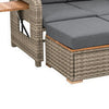 2 Piece Outdoor Chaise Lounger and Bench Gray Fabric Wicker Adjustable BM302147