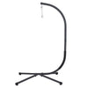 76 Inch Outdoor Swinging Chair Stand Bold Black Steel 4 Legged Base BM302148