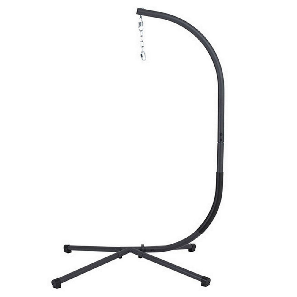 76 Inch Outdoor Swinging Chair Stand Bold Black Steel 4 Legged Base BM302148