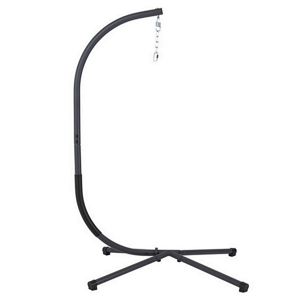 76 Inch Outdoor Swinging Chair Stand, Bold Black Steel, 4 Legged Base
