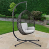 76 Inch Outdoor Swinging Chair Stand, Bold Black Steel, 4 Legged Base