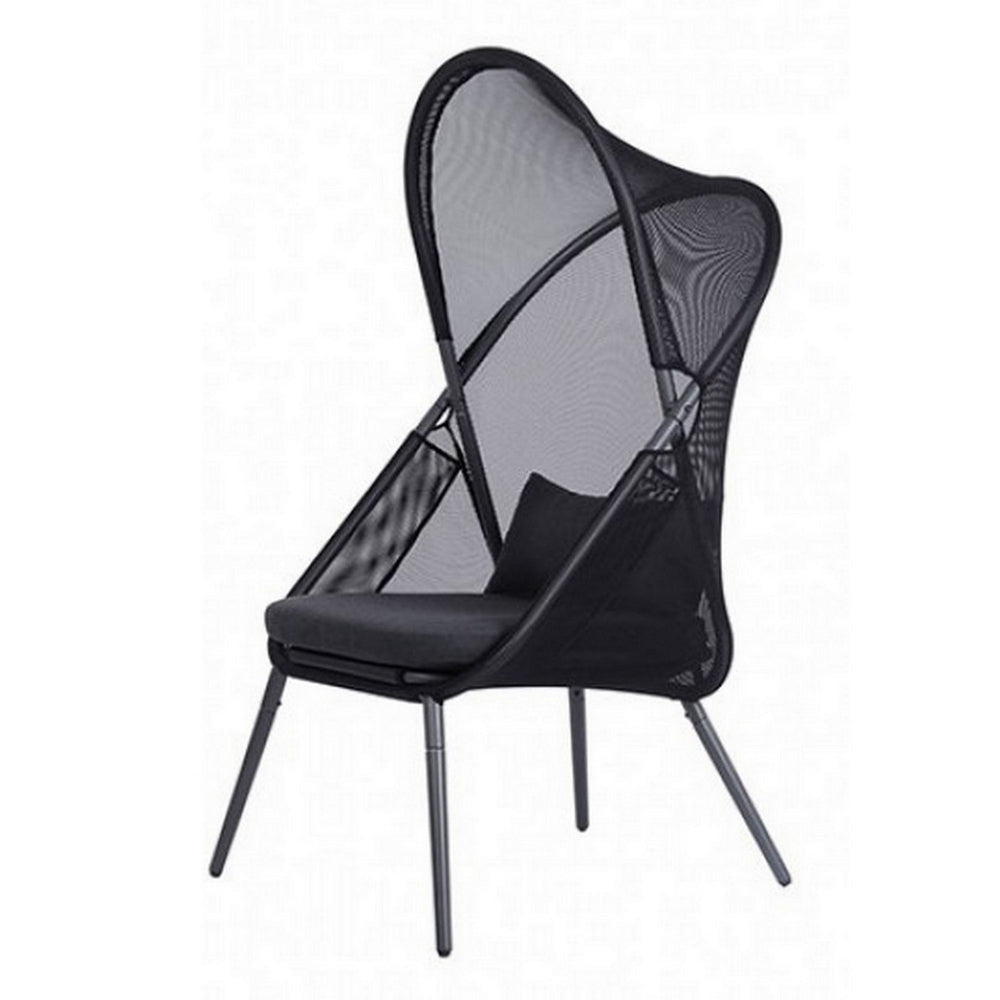 34 Inch Outdoor Foldable Chair Set of 2 Black Fabric Seat Steel Frame BM302150