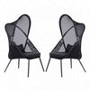 34 Inch Outdoor Foldable Chair, Set of 2, Black Fabric Seat, Steel Frame