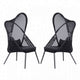 34 Inch Outdoor Foldable Chair, Set of 2, Black Fabric Seat, Steel Frame
