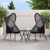 34 Inch Outdoor Foldable Chair, Set of 2, Black Fabric Seat, Steel Frame