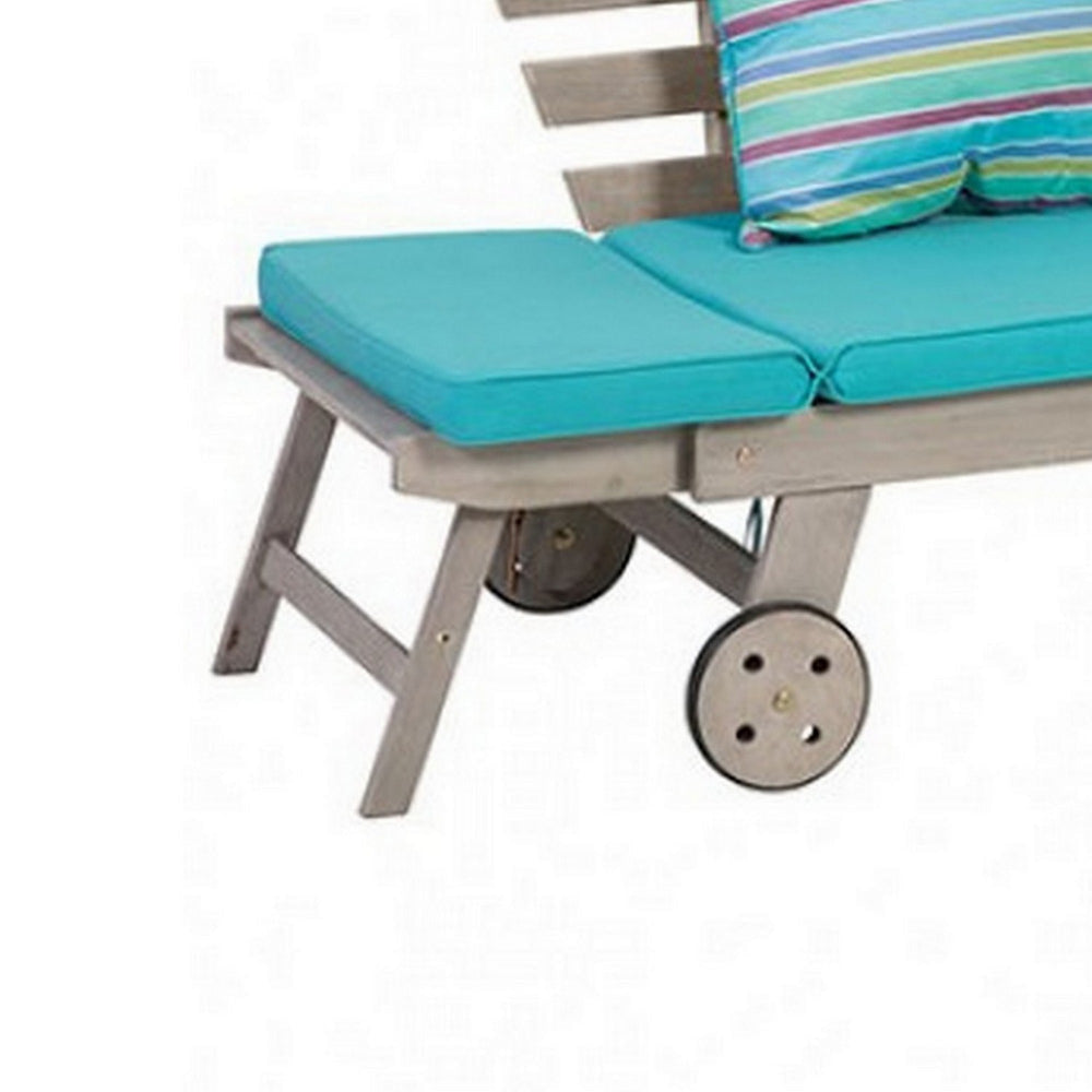 59-78 Inch Outdoor Convertible Sofa Turquoise Two Wheels Gray BM302151