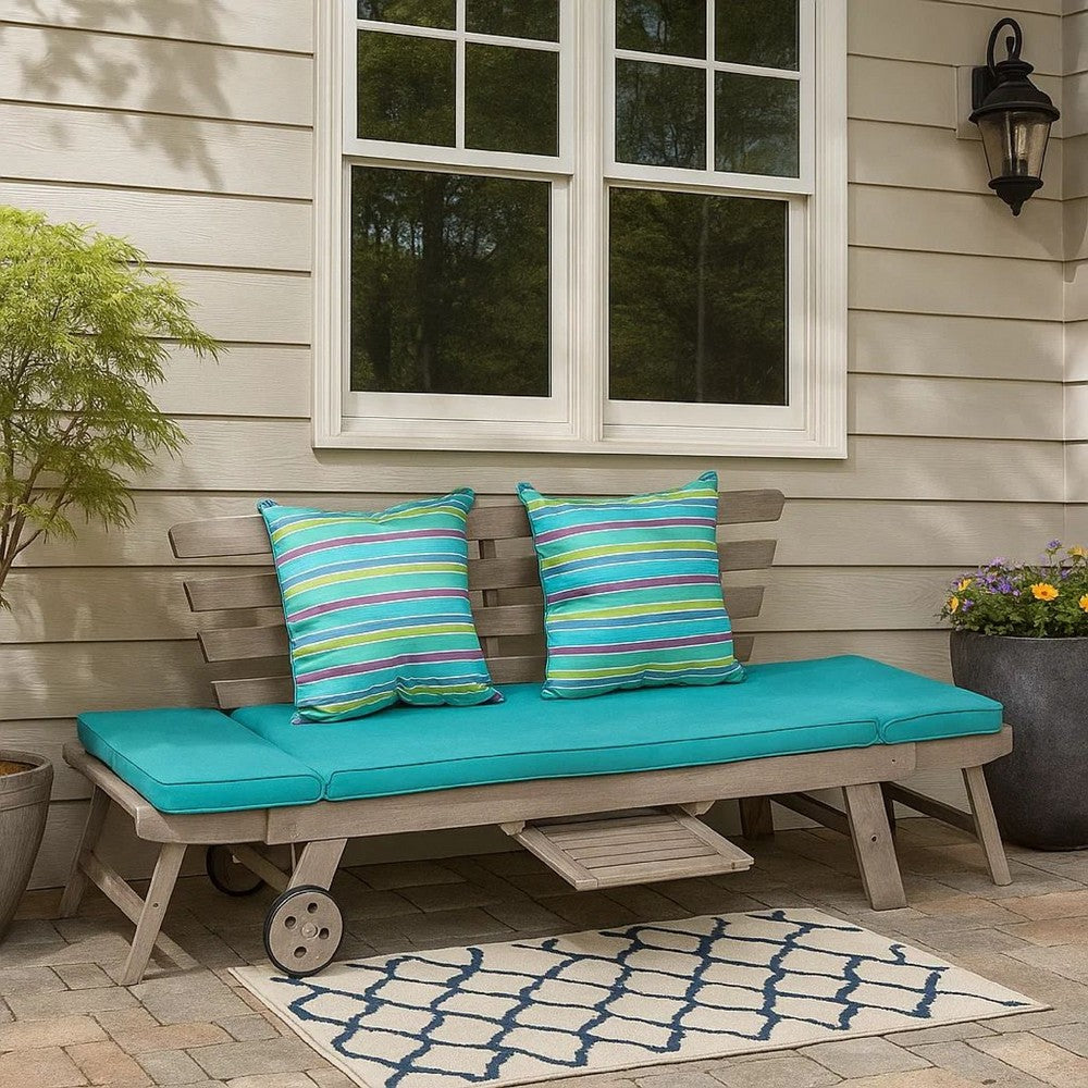 59-78 Inch Outdoor Convertible Sofa, Turquoise, Two Wheels, Gray