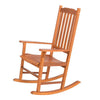 33 Inch Outdoor Rocking Chair, Natural Brown Wood, Slatted, Wide Armrests By Casagear Home