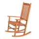 33 Inch Outdoor Rocking Chair, Natural Brown Wood, Slatted, Wide Armrests By Casagear Home