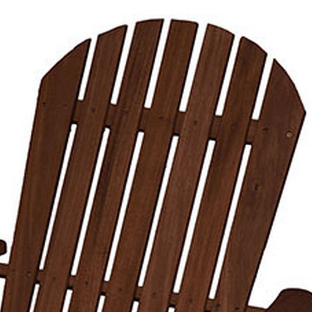 34 Inch Outdoor Adirondack Chair Dark Brown Wood Wide Armrests BM302157