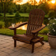34 Inch Outdoor Adirondack Chair, Dark Brown Wood, Wide Armrests