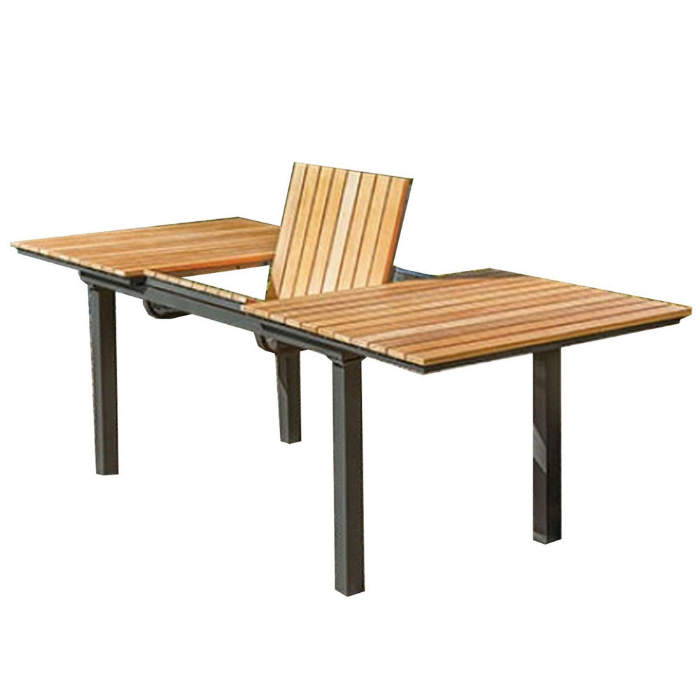 Ankia 62-84 Inch Outdoor Extendable Dining Table Aluminium Brown BM302158