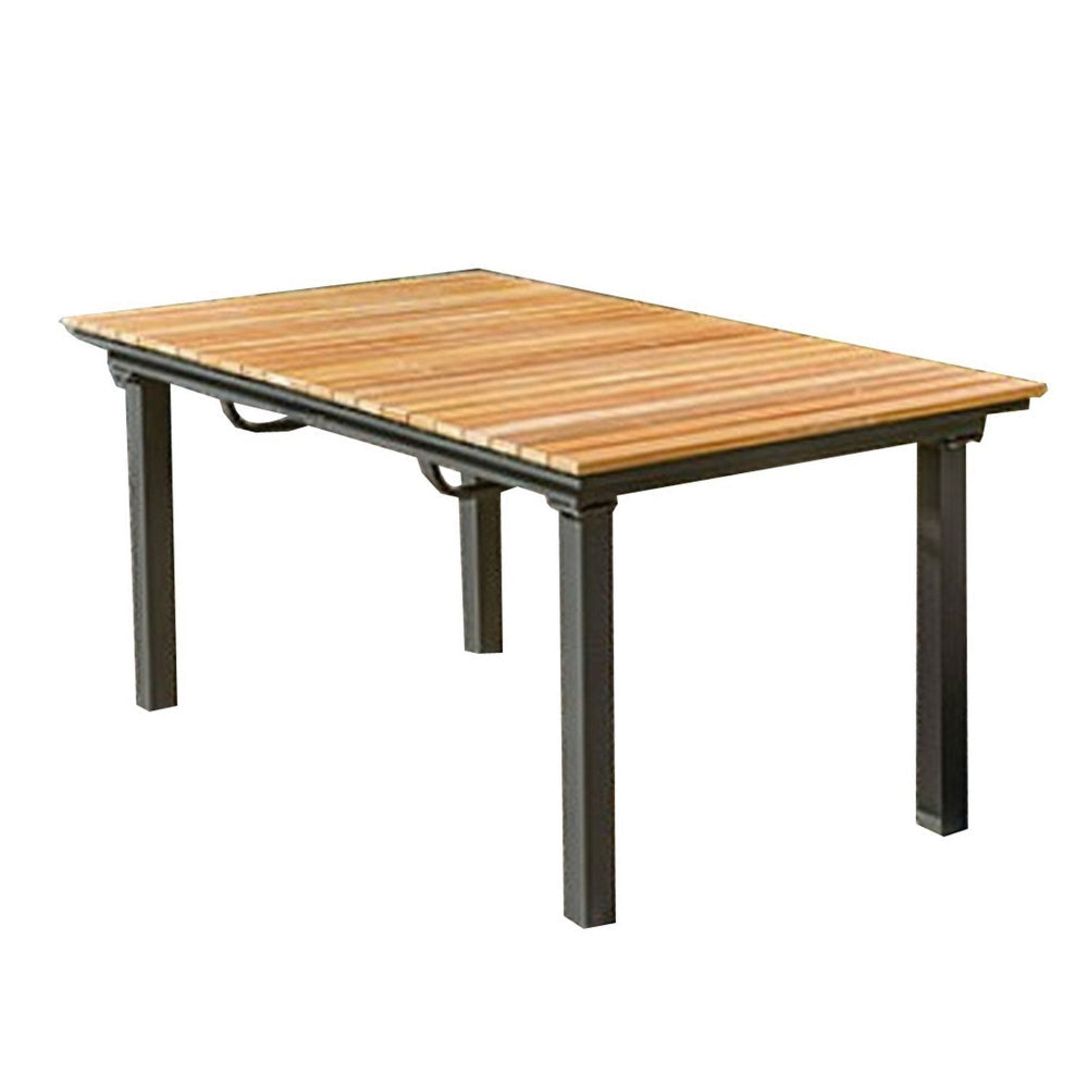 Ankia 62-84 Inch Outdoor Extendable Dining Table, Aluminium, Brown