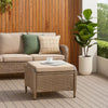 Ankia 21 Inch Outdoor Square Ottoman, Set of 2, Beige Fabric, Faux Wicker