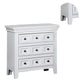 Cile 26 Inch Nightstand 3 Panel Drawers White Wood Round Nickel Handles By Casagear Home BM302178