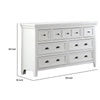 Cile 56 Inch Dresser 7 Gliding Drawers White Wood Round Nickel Handles By Casagear Home BM302179