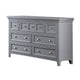 Cile 56 Inch Dresser 7 Gliding Drawers Gray Wood Round Nickel Handles BM302181