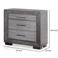 Reno 27 Inch Nightstand, Brushed Gray Wood, Chrome Bracket Legs, USB Ports By Casagear Home