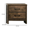Dyna 24 Inch Wood Nightstand, 2 Drawers, Bar Handles, Rich Textured Brown By Casagear Home