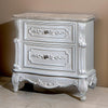 Nero 30 Inch Nightstand, 2 Drawers, Marble Surface, Carved Details, White