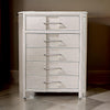 Varos 48 Inch Tall Dresser Chest, 5 Drawers, Nickel Bar Handles, White