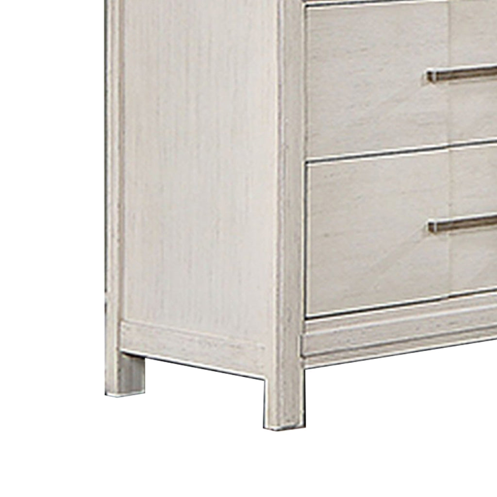 Varos 58 Inch Wide Dresser Chest 7 Drawers Nickel Bar Handles White By Casagear Home BM302192