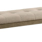 Alfa 48 Inch Farmhouse Bench, Beige Fabric, Tufted Seating, Brown Wood By Casagear Home