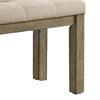 Alfa 48 Inch Farmhouse Bench, Beige Fabric, Tufted Seating, Brown Wood By Casagear Home