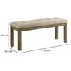 Alfa 48 Inch Farmhouse Bench, Beige Fabric, Tufted Seating, Brown Wood By Casagear Home