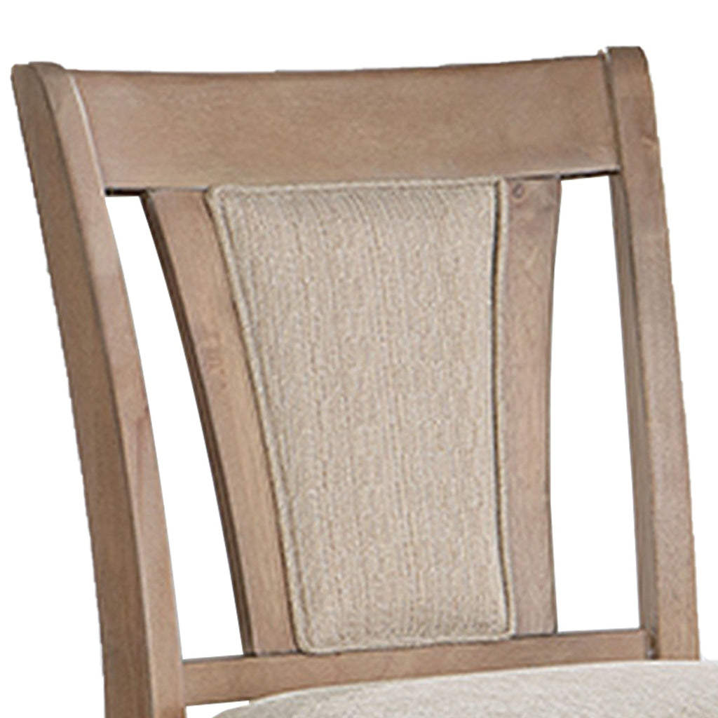 Mana 26 Inch Counter Height Chair Set of 2 Beige Fabric Brown Frame By Casagear Home BM302203