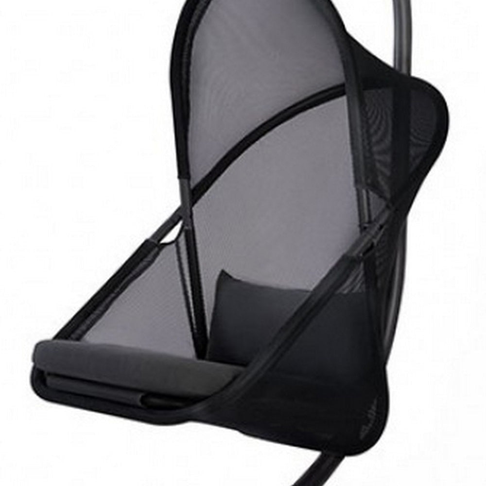 28 Inch Swing Chair Sturdy Steel Frame Breathable Mesh Black And Gray BM302223