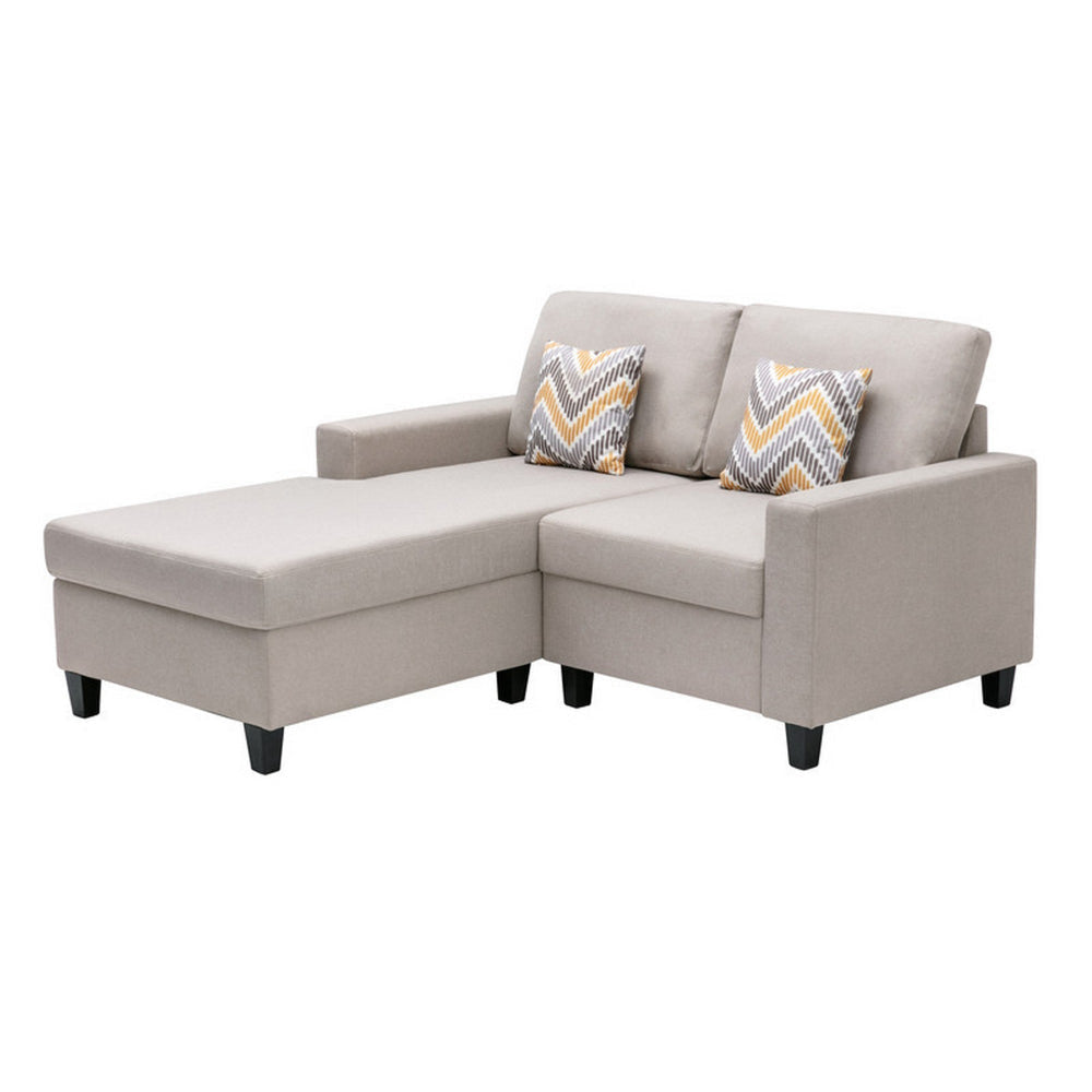 Lini 67 Inch 2 Piece Sectional Loveseat Reversible Chaise Beige Linen By Casagear Home BM302264