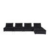 Alaya 5pc Foam Modular Sectional Sofa with Ottoman, Black Velvet Upholstery By Casagear Home