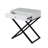 Zeno 27 Inch 1 Drawer Nightstand, Glass Top, Black Metal Cross Legs, White By Casagear Home