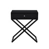 Zeno 27 Inch 1 Drawer Nightstand Glass Top Metal Cross Legs Modern Black By Casagear Home BM302302