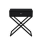 Zeno 27 Inch 1 Drawer Nightstand, Glass Top, Metal Cross Legs, Modern Black By Casagear Home