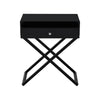 Zeno 27 Inch 1 Drawer Nightstand, Glass Top, Metal Cross Legs, Modern Black By Casagear Home