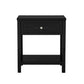 Fimo 27 Inch Nightstand with Drawer and Shelf Glass Top Modern Black Wood By Casagear Home BM302305