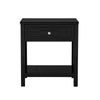 Fimo 27 Inch Nightstand with Drawer and Shelf Glass Top Modern Black Wood By Casagear Home BM302305