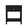 Fimo 27 Inch Nightstand with Drawer and Shelf, Glass Top, Modern Black Wood By Casagear Home