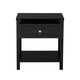Fimo 27 Inch Nightstand with Drawer and Shelf Glass Top Modern Black Wood By Casagear Home BM302305