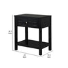 Fimo 27 Inch Nightstand with Drawer and Shelf, Glass Top, Modern Black Wood By Casagear Home