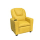 Kids Youth Recliner Chair with Cup Holder, Yellow Faux Leather Upholstery