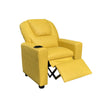 Kids Youth Recliner Chair with Cup Holder Yellow Faux Leather Upholstery BM302307