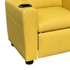 Kids Youth Recliner Chair with Cup Holder Yellow Faux Leather Upholstery BM302307