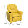 Kids Youth Recliner Chair with Cup Holder Yellow Faux Leather Upholstery BM302307