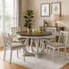 5 Piece Dining Table Set, 4 Ergonomic Chairs, Off White Upholstery, Brown By Casagear Home