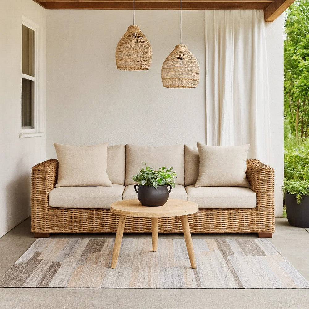 Yuz 2 x 3 Indoor Outdoor Small Area Rug with Beige Gray Abstract Tones By Casagear Home