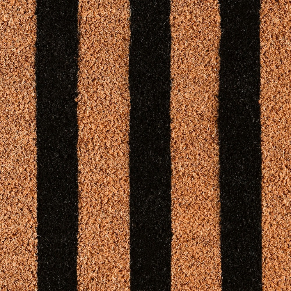 Oy 24 x 57 Coir Doormat with Brown and Black Striped Pattern, PVC Backing By Casagear Home