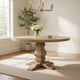 Som 60 Inch Round Dining Table, Cross Pedestal Base, Rustic Smoke Brown By Casagear Home